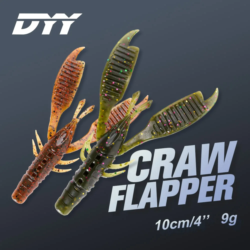 

DYY 10cm 9g 6pcs Craw Flapper Shrimp Soft Lure Heavy Ribbed Claws Jigging Trailer Silicone Artificial Bait for Bass Fishing Lure