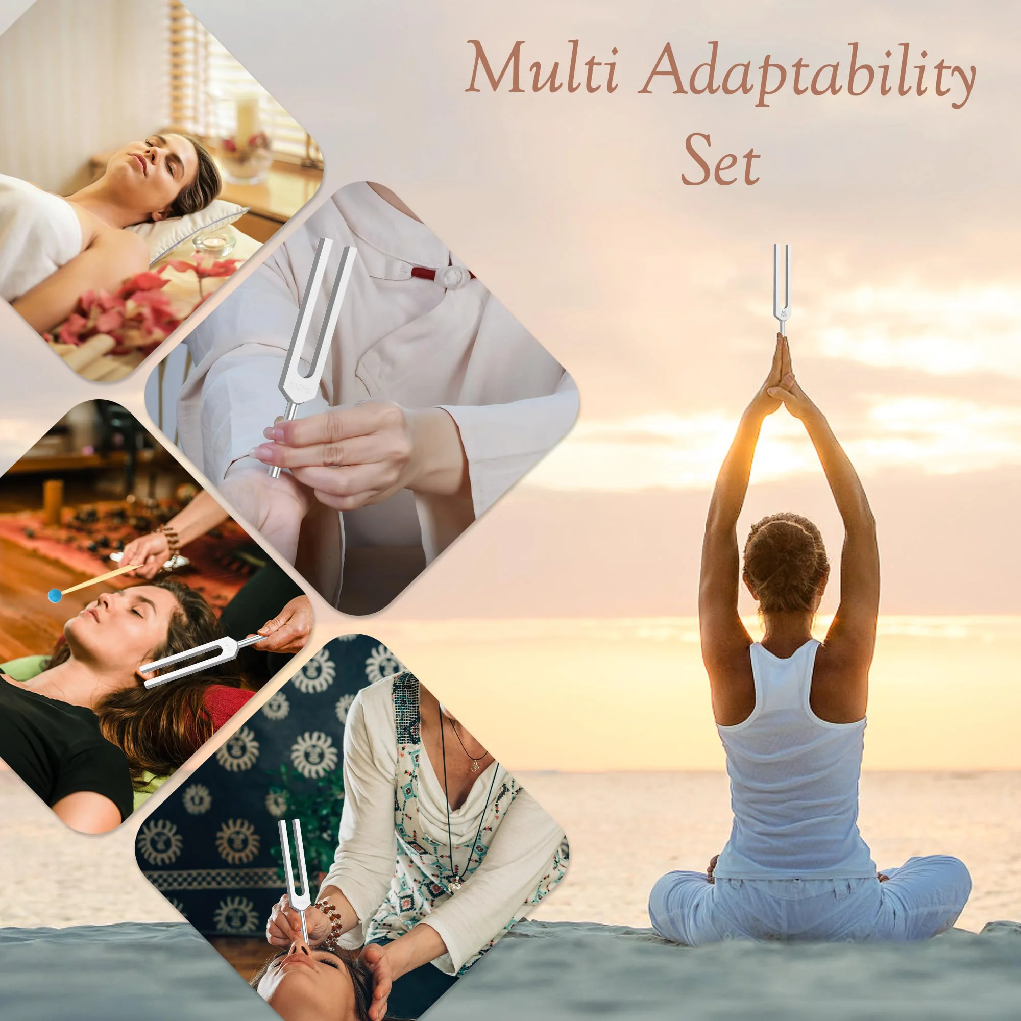 Miwayer 512Hz Tuning Fork, Solfeggio Vibration Therapy Tool for Deep Calming, Body Pain Relief, Chakra Balance & Energy Restorat