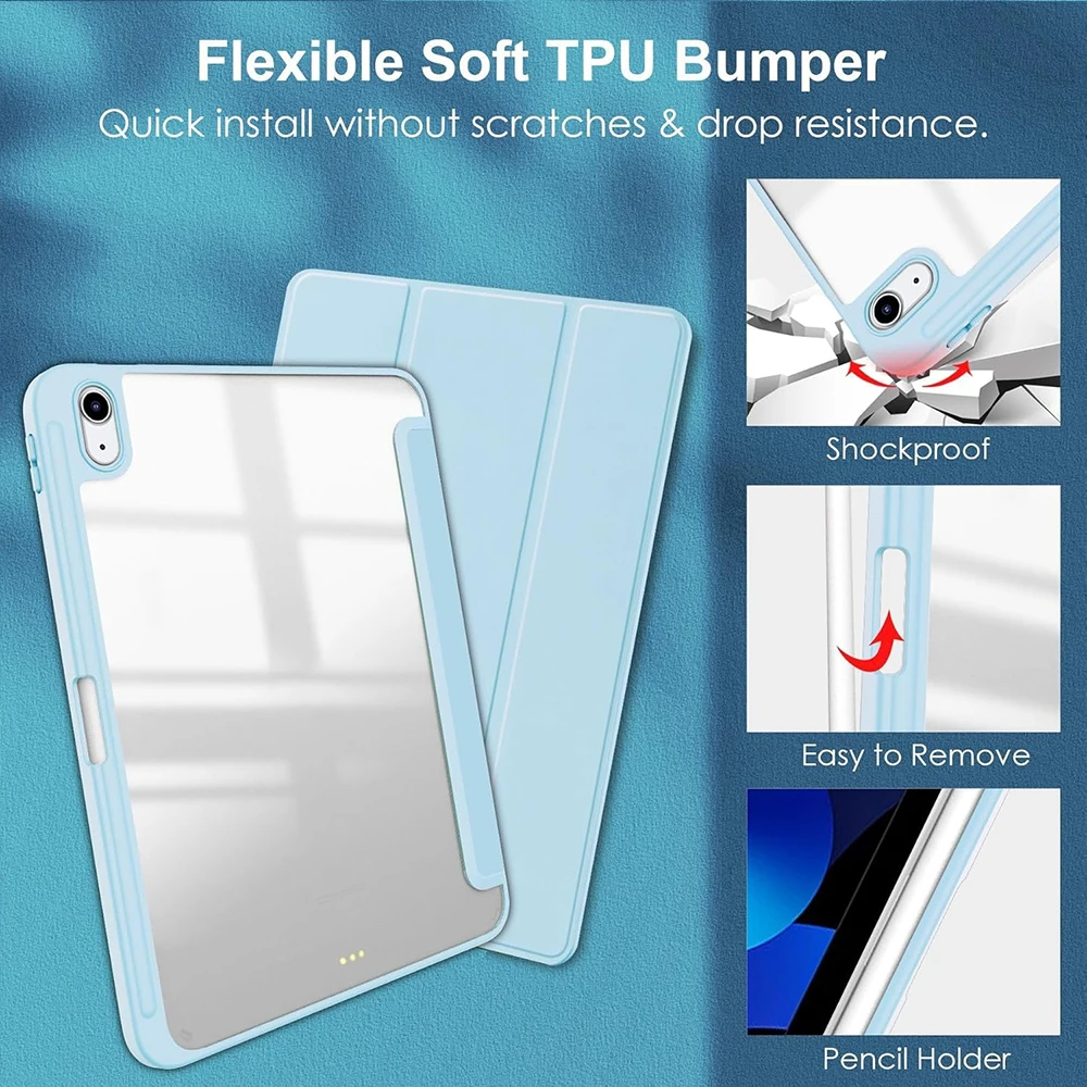 Sleek Acrylic Tablet Case with Pen Slot in Solid Color