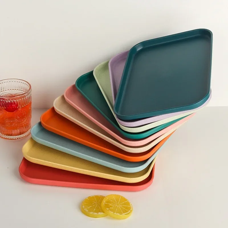 

Serving Table Tray Cup Trays Dinner Tea Coffee Dessert Breakfast Food Kitchen Nordic Style Simple Rectangle Plastic Plate Resin