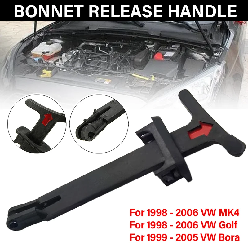 Car Hood Latch Handle Cover 1Pc Car Engine Front Hood Grille Latch Hand Cover Lock Release Handle For VW Golf MK4 Bora 1999-2005 1J5 823 593 #1J0823593C