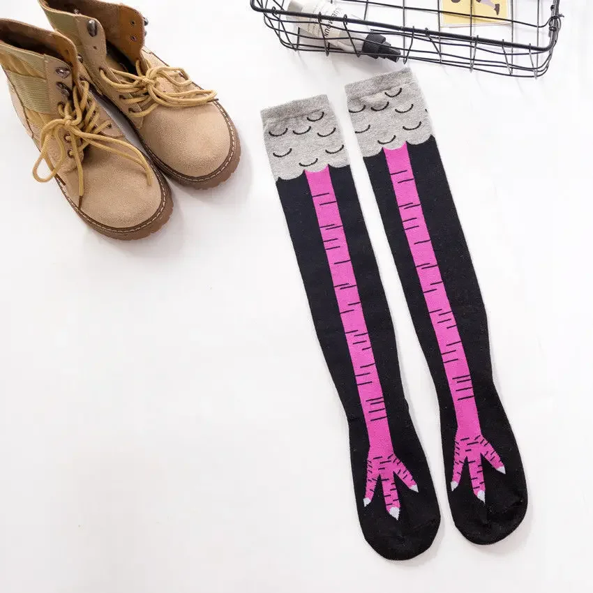 1/2/3Pcs Lustige Huhn Pfote Strumpf Über-knie Druck Dünne Bein Lange Strümpfe Frühling herbst Winter Mittleren High School Mädchen Socke – Detail 10