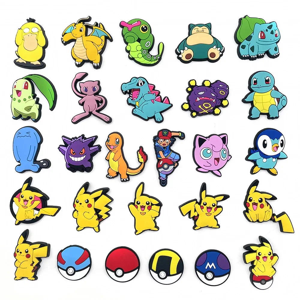 

1set 27pcs PVC Shoe Crocs Buckle Accessories Pikachu DIY Cartoon Animals Shoes Decoration For Kids Croc Charms Kids Party Gifts