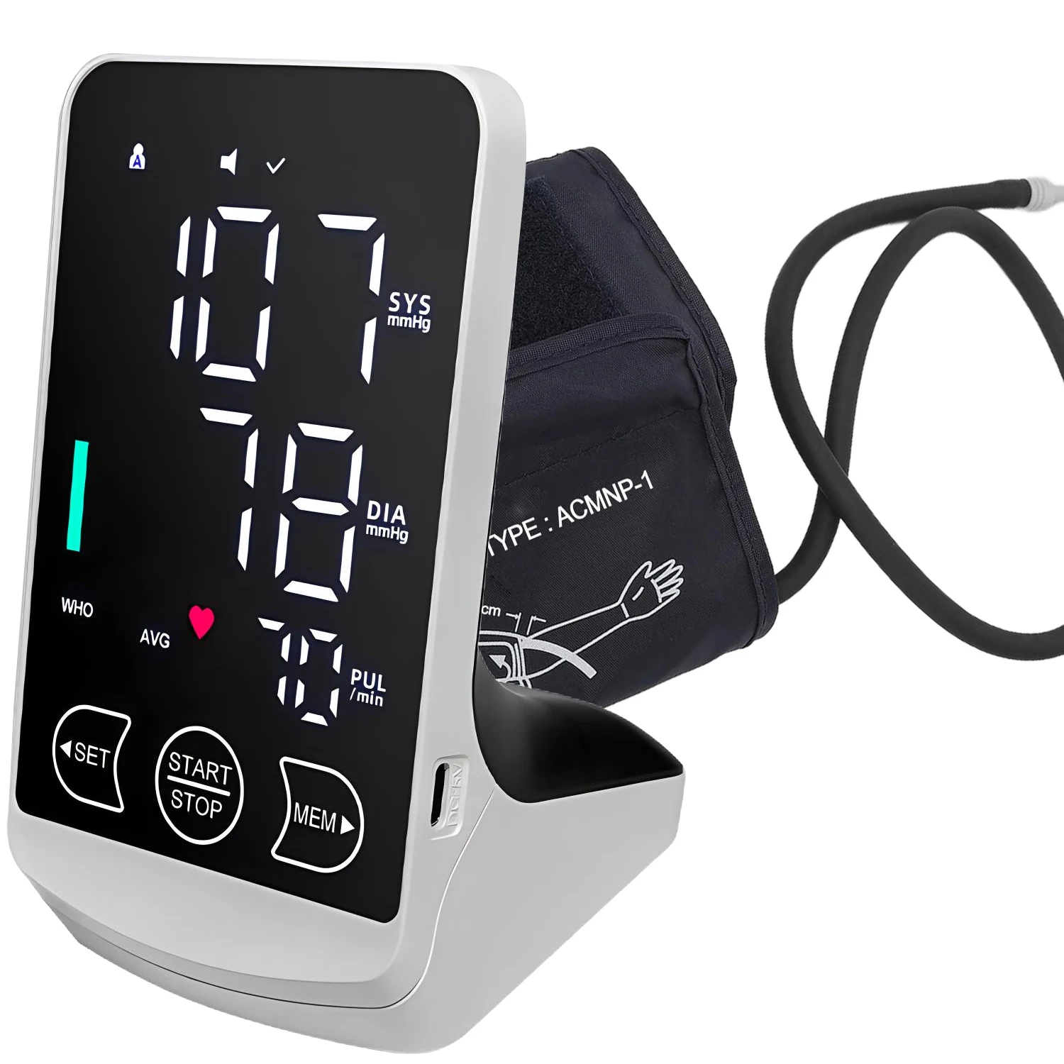 Blood Pressure Monitor Smart High Accurate Rechargeable Digital Sphygmomanometer Bp Monitors Electronic Tonometer Arm Cuff