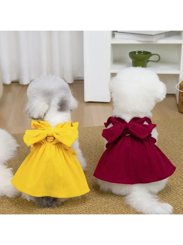 DOGPomeranian 테디 강아지 옷, 고양이 옷, 봄과 여름 얇고 통기성이 좋은 공주 드레스, 26 울트라 심플 리쉬 드레스