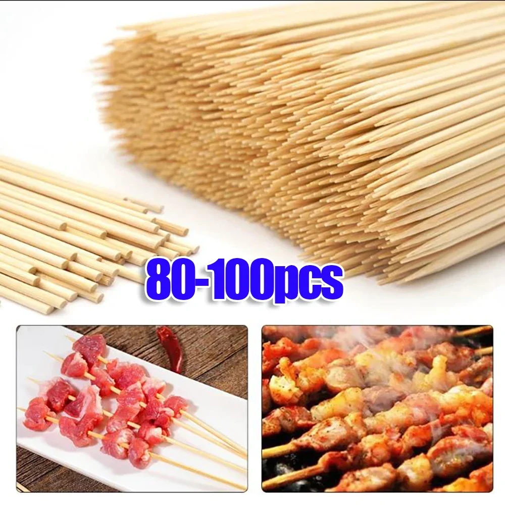 Disposable Fruit Sticks Multi-purpose Bamboo Sticks 80-100PCS Bamboo Sticks Food Picks Food Toothpicks Home Party BBQ Dessert Sandwich Food Table Decoration Supplies