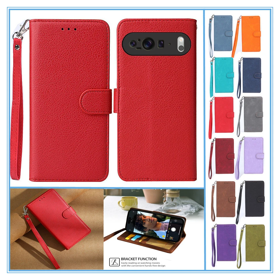 Leather Flip Phone Case with Card Holder and Magnetic Closure