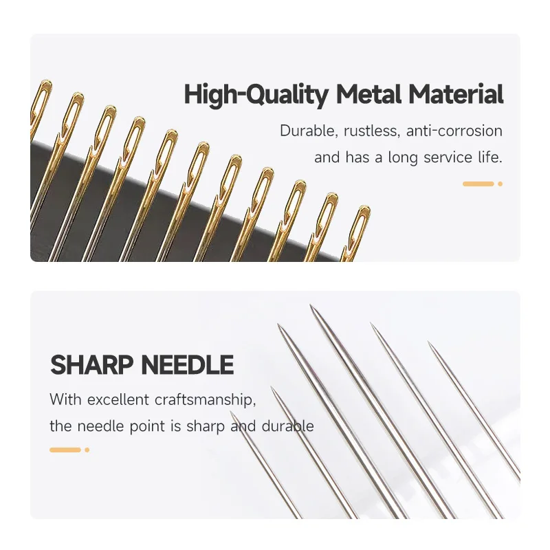 Sewing Needles Leather Sewing Needles Blind Needle Elderly Needle Side Hole Needles Tail Side Opening Stainless Steel Hand Sewing Needles 12/36PCS Threading