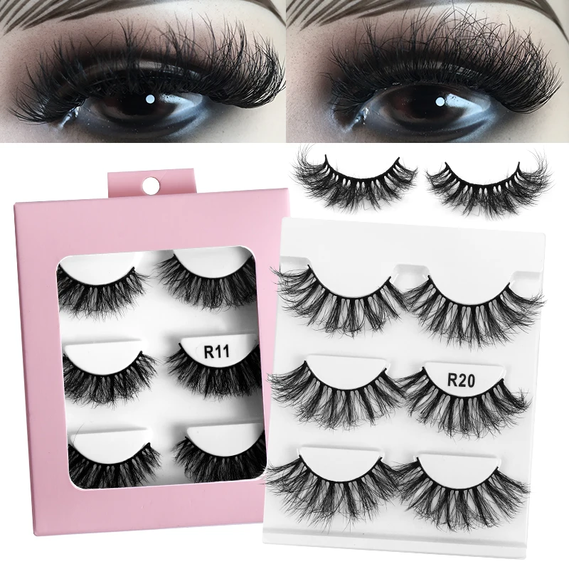 3 쌍 속눈썹 3D 밍크 속눈썹 속눈썹 확장 자연 속눈썹 볼륨 속눈썹 Maquillaje 밍크 속눈썹 메이크업 Cilios