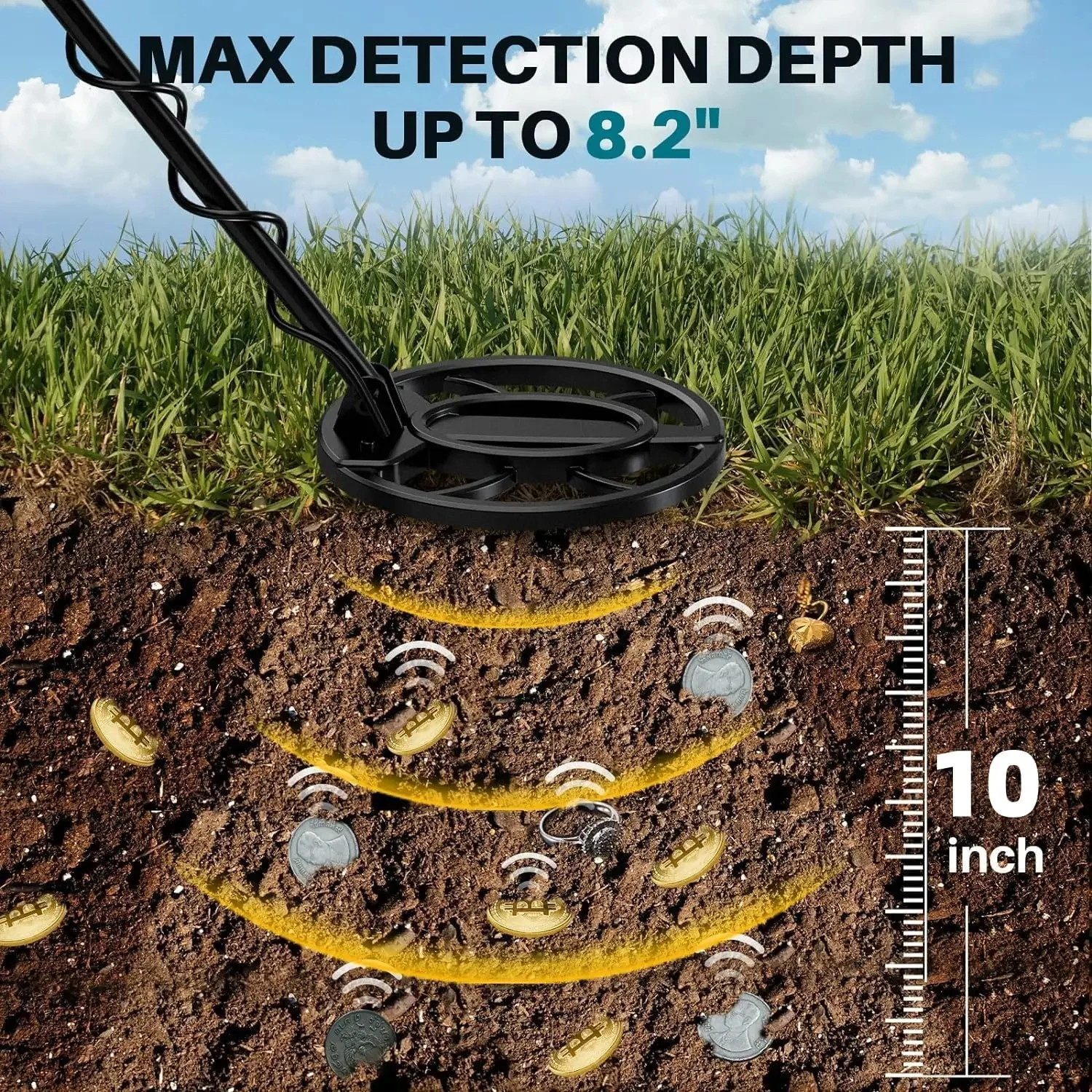 Professional Gold Metal Detector High Performance Underground Treasure Hunter Deep Search LCD Screen Display Super Stable 5