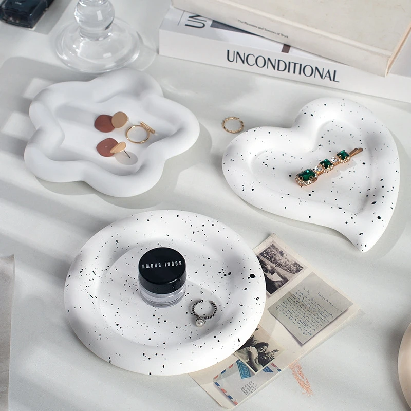 Jewelry Storage Plates Nail Art Dish Tray Flower Heart Cloud Shape Display Plate Plaster Photography Props Decorative Organizer resin jewellery tray jewelry display tray