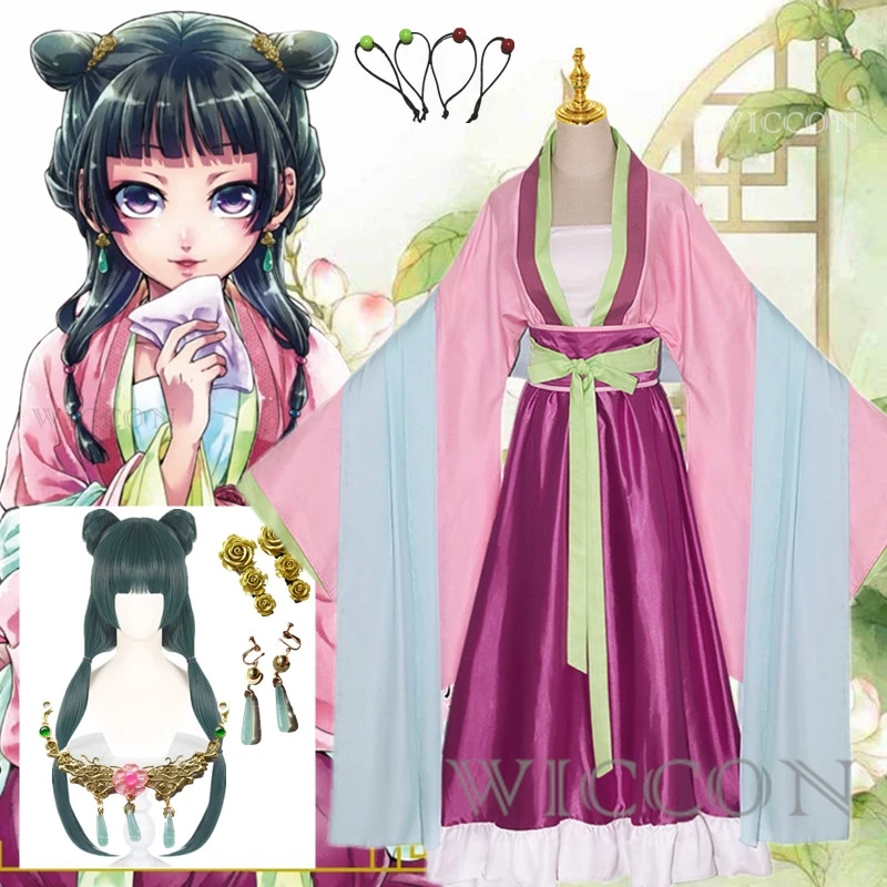 Anime Maomao Costume Cosplay Anime The Apothecary Diaries Hanfu Antiquariato Uniforme Collana Orecchini Forcine Ragazze Donne