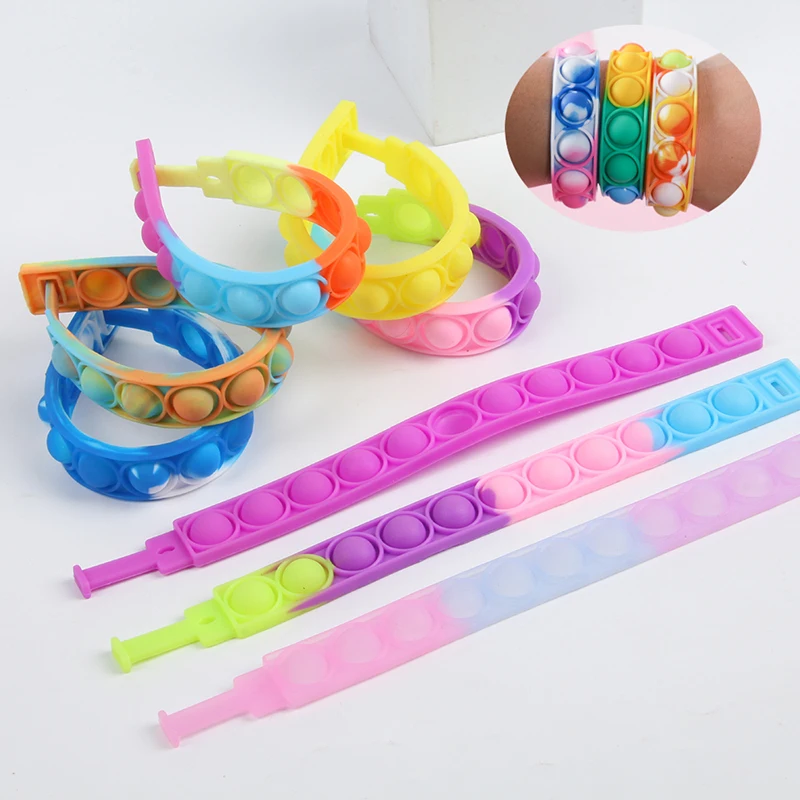 Set 10 Braccialetti Antistress Pop - Giocattoli Fidget In Silicone Per Bambini E Adulti