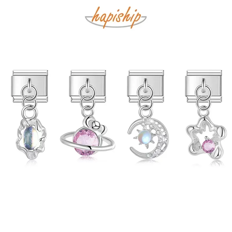 Charm Bracelet Daisy Star Moon Starry Sky CZ Italian Charm Fit 9mm Stainless Steel Jewelry DIY Making DJ802