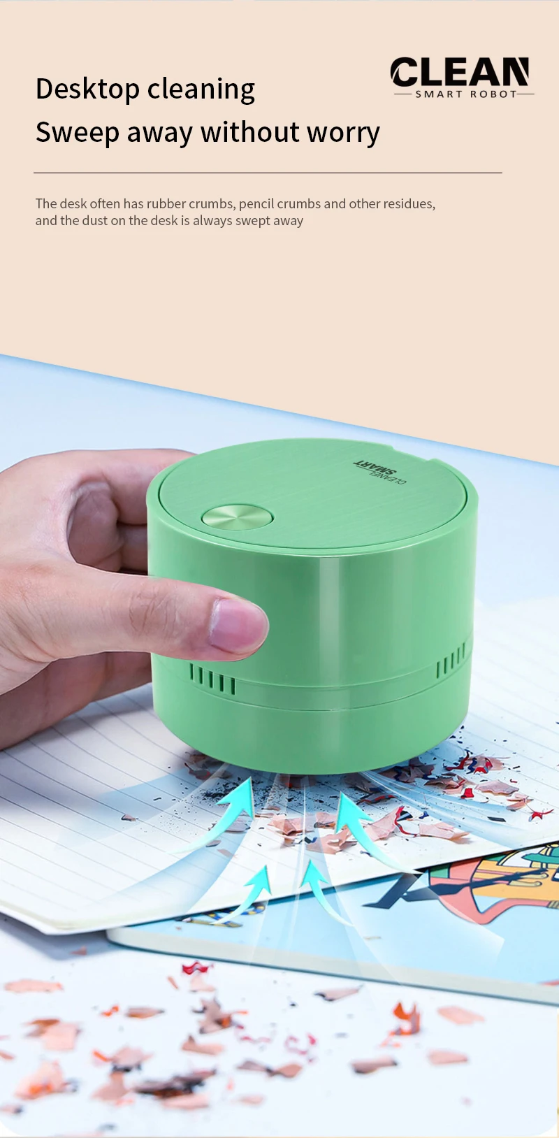 Durable desktop vacuum cleaner portable mini corner table dust collector universal wireless mini vacuum cleaner easy to operate