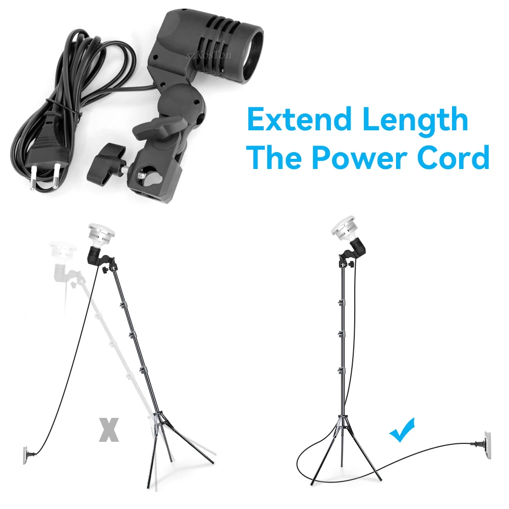 2PCS/1PC E27 Single Head Bulb Holder Socket Flash Umbrella Bracket