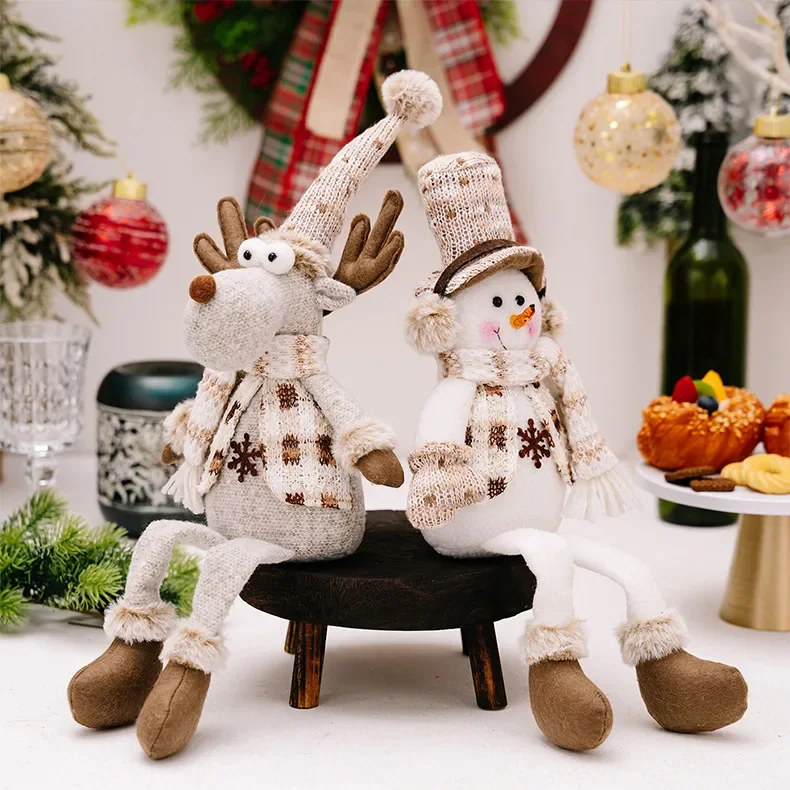 Christmas Snowman Telescopic Doll New Knitted Elk Doll Window Scene Christmas Decoration Merry Christma Gift Happy New Year