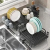 Expansion Dish Storage Rack,Kitchen dish rack with drained set,Kitchen organizer storage,Metal storage rack for Tableware 5