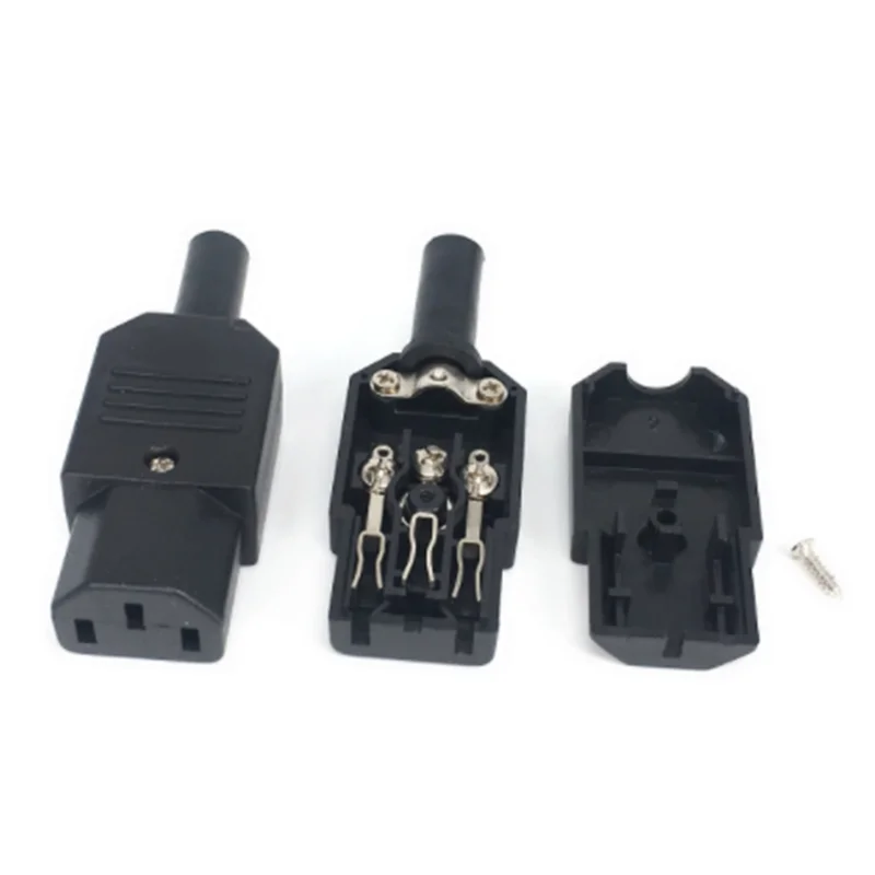 10pcs 10A 250V Black IEC C13 female Plug Rewirable Power Connector 3 pin AC Socket