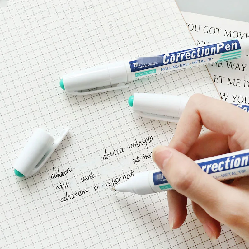 Correction Pen Quick-drying Correction Fluid White Erasure Pen Type Protection Correction Tape Writing Corrector Pens Stationery