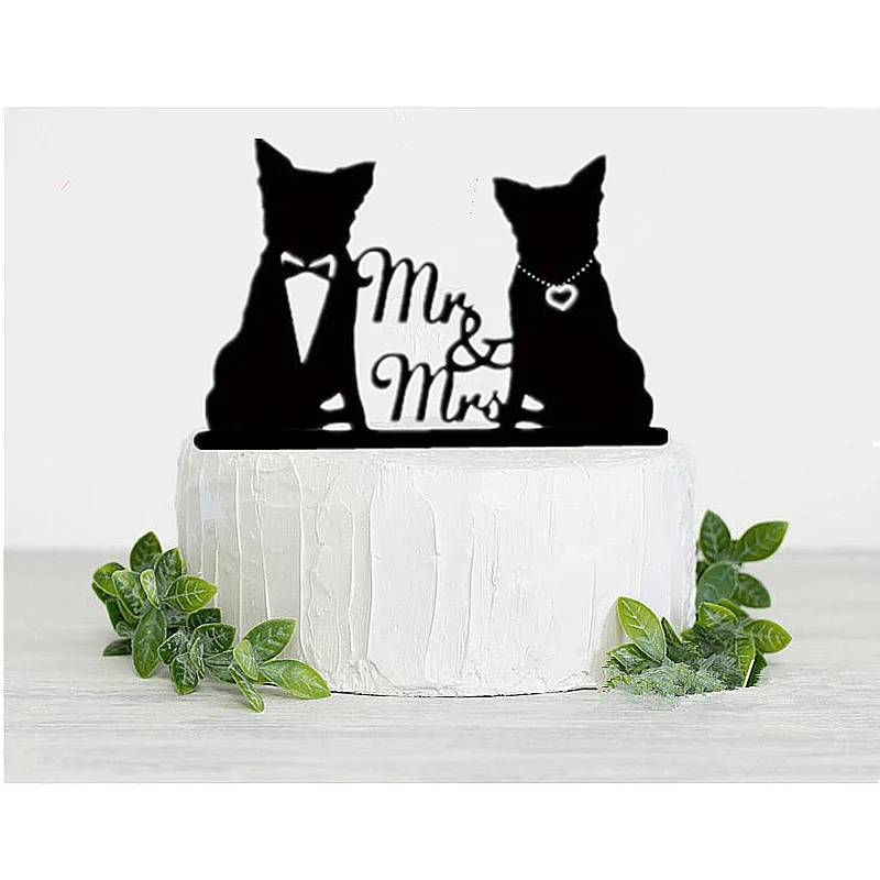 

Cats Couple Acrylic Cake Topper Mr and Mrs Wedding Cake Topper Engagement/Anniversary Cake Decorating Accessory