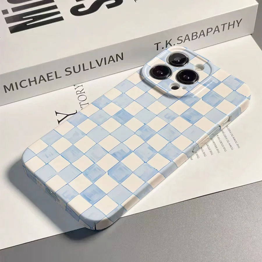 Grid Pattern Hard PC Phone Case - Durable Protective Cover