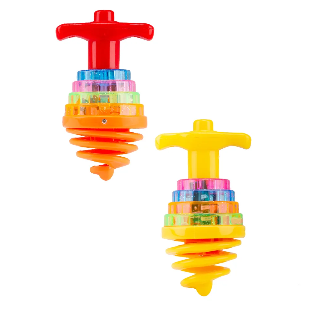 

2 Pcs Colorful Flashing Top Funny Plaything Jacket Kids Gyro Toy Music Plastic Luminous