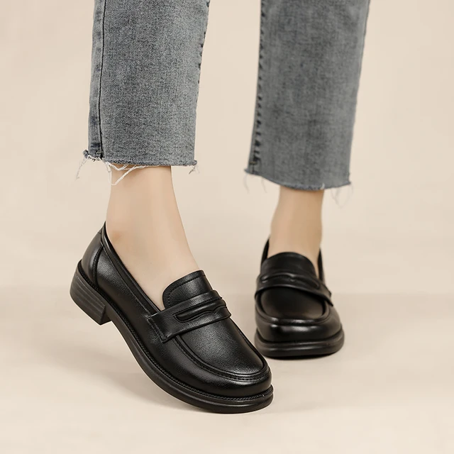 Women's Casual Loafers Slip On Leather Shoes Lightweight Walking Shoes Moccasins Classic Penny Loafer Flats Boat Shoes