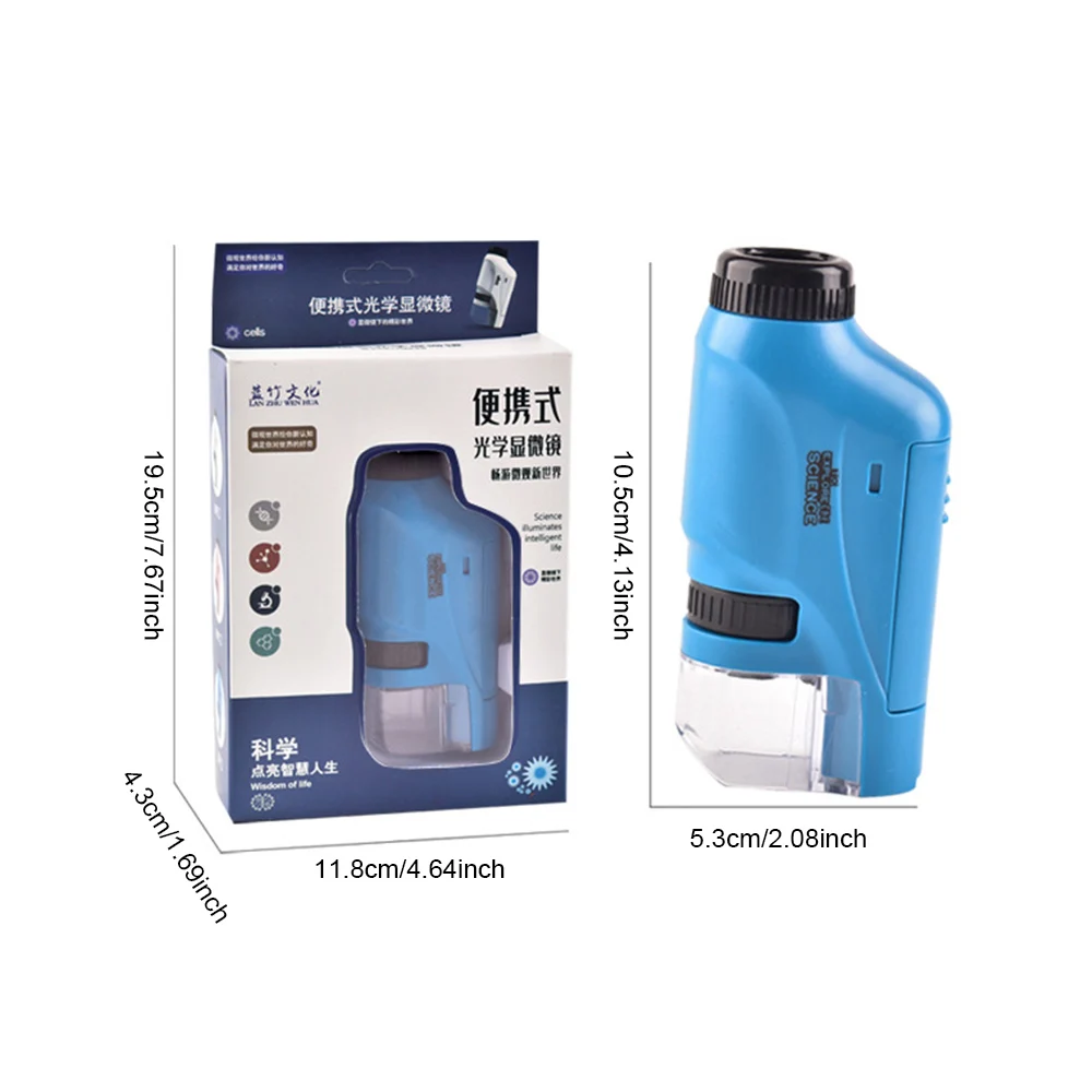 Portable Handheld Microscope Kit 60-120x Lab Mini Pocket Microscopio with LED Light  Biological Science Microscope for Children 6