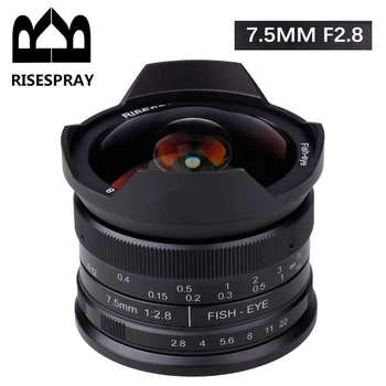 RISESPRAY-7.5mm F2.8 II 190 ° APS-C 올림푸스 파나소닉 마이크로 4/3 M4/3 마운트용 수동 고정 어안 렌즈