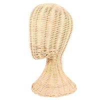 Rattan Hat Display Stand Mannequin Cap Holder Model Head Beige Heads for Hats Photography Baby 1