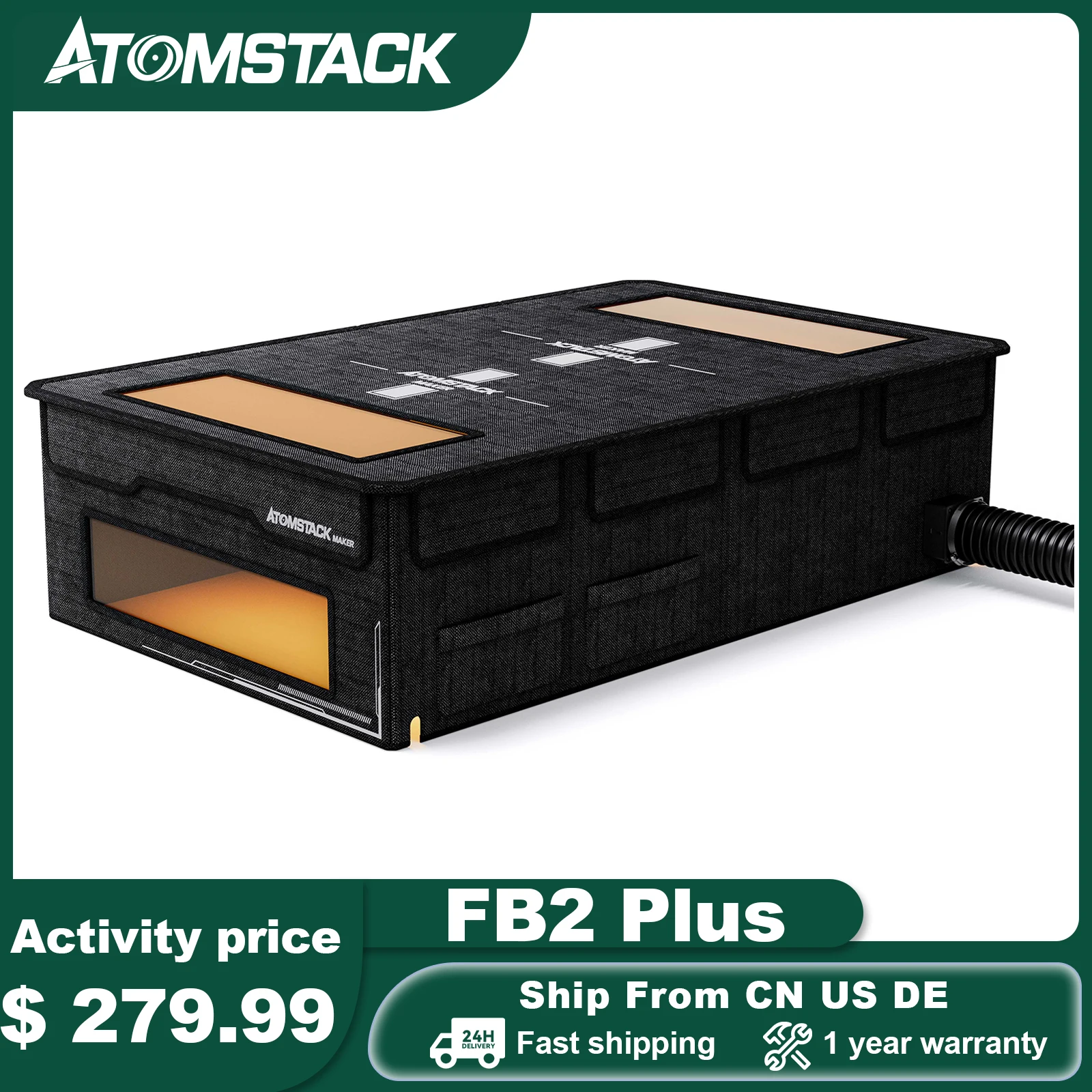 

Atomstack FB2 Plus Enclosure Foldable Safe Fireproof Dust-Proof Cover for All Brand Laser Engraver 1170x730x310mm