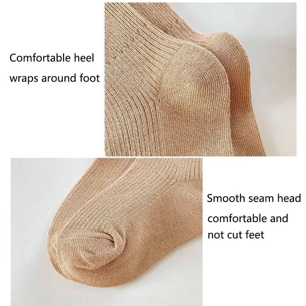 Baby Girls Cotton Dress Socks Solid Color Ruffle Long Sock Ruffle Stockings Toddlers