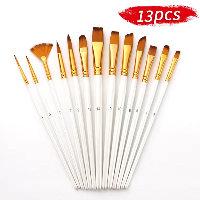 13Pcs Painting Brushes Set Artist Painting Brush for Oil Acrylic Watercolor Gouache Paint Professional Artist Supplies 6