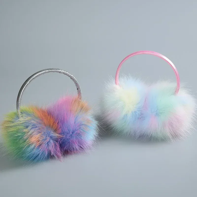 Colorful Warm Winter Earmuffs Fashion Color Cold-proof Imitation Rabbit Fur Top-mounted Fluffy Fairy Earmuffs Ear Muffs