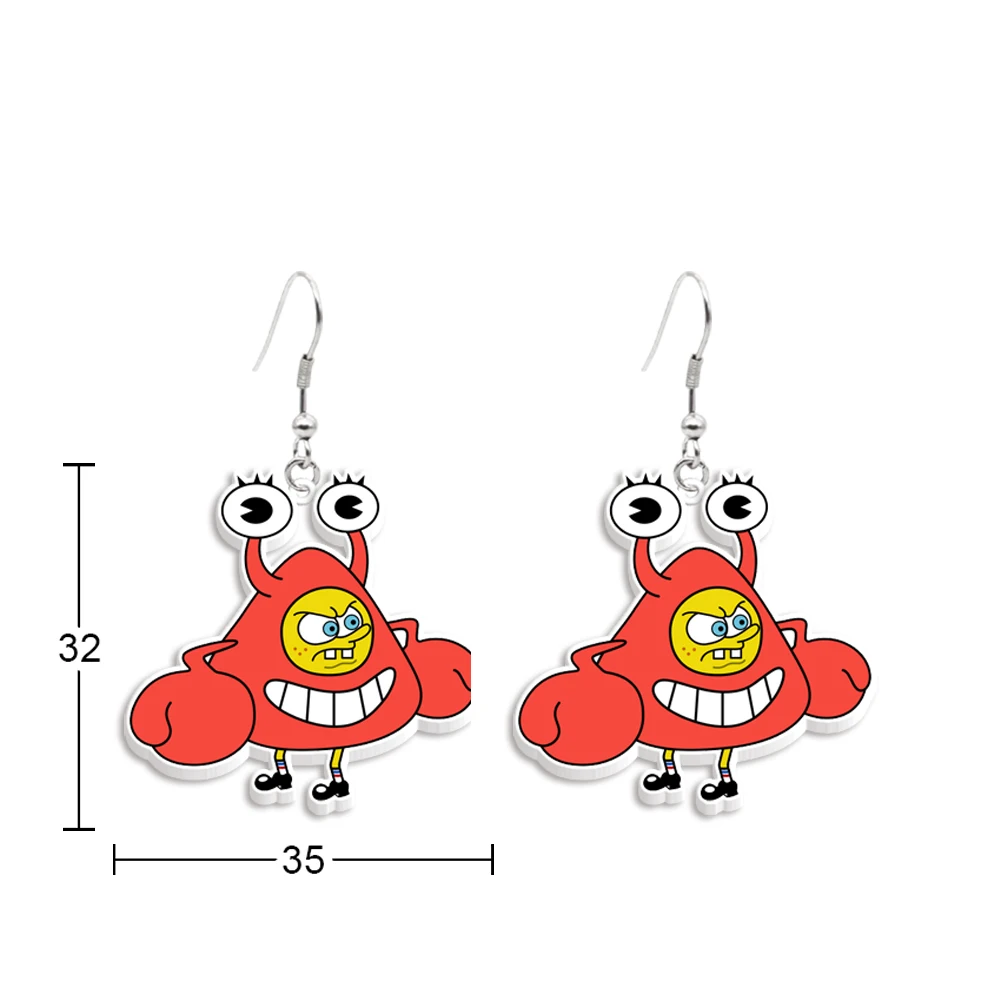 Famous Anime Hook Drop Earrings Movie Earring Cartoon Spongebob Acrylic Earrings Handmade Jewelry Epoxy Resin Fish Hook Earring 4