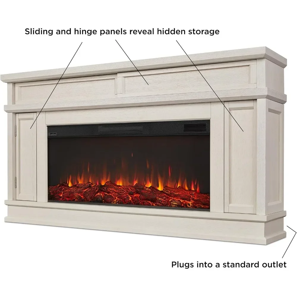 60” Electric Fireplace TV Stand for TVs up to 60 inches, Adjustable Shelves and Hidden Storage, TV Stand for Living Room 3