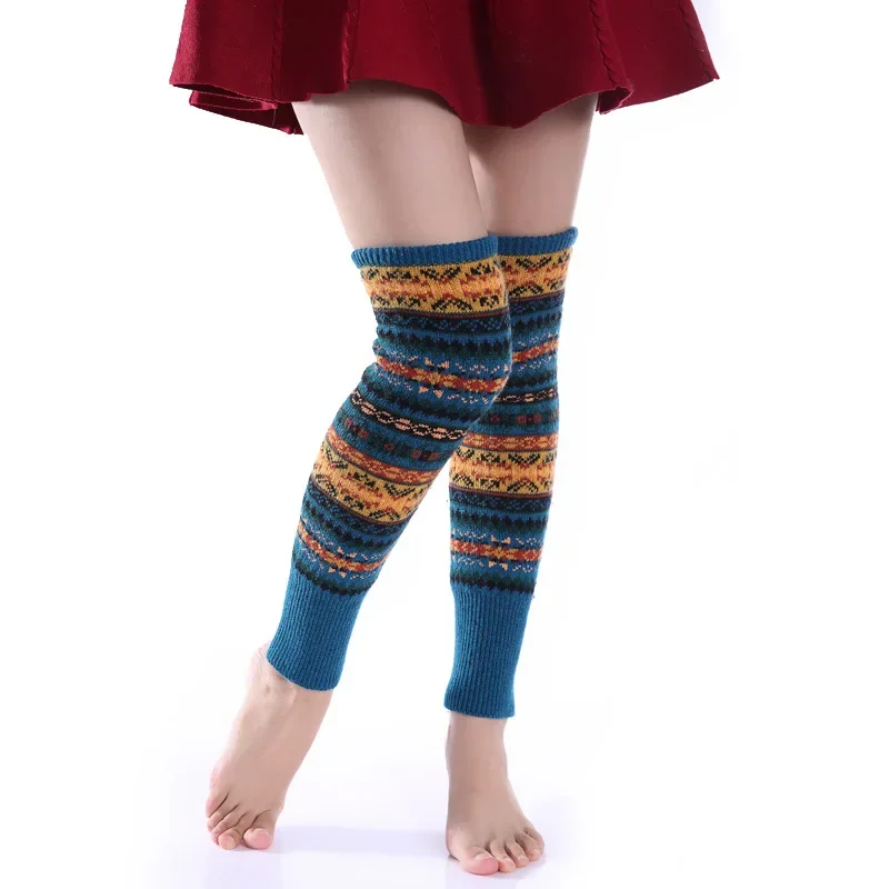 Women's Knee Warmer Boots and Leg Protectors Camouflage Bohemian Thickened Yarn Pile Sock Sleeves for Female Leg Warmers 2