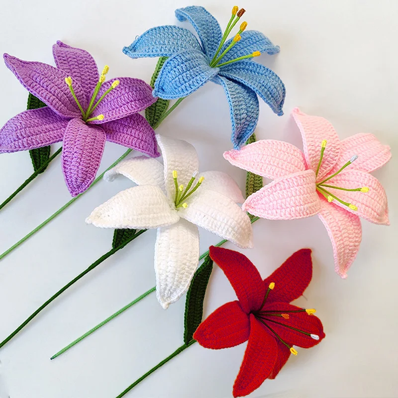 6Pz Fiori All'uncinetto, Garofani Artificiali In Lana Per La