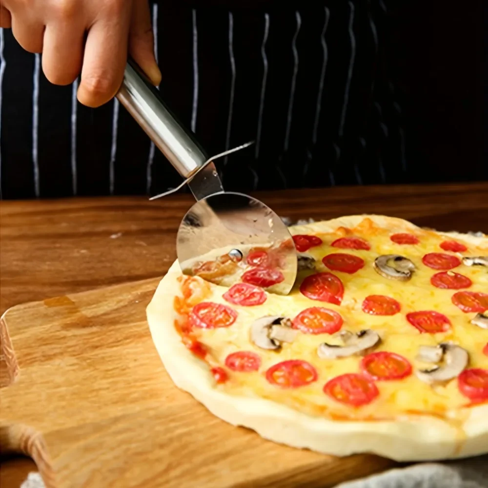 Stainless Steel Kitchen Pizza Cutter Wheel Server Tools Mooncake Shovel Waffle Cookies Dough Slicer Manual Pizza Cutter Wheel Pizza Cutter Roller Cutter Pizza Bakeware Pizza Knife Pizza Roller Pizza Roller Pin