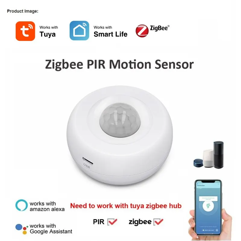 Tuya Zigbee PIR 모션 센서, 움직임 감지기, 스마트 라이프 앱, 무선 홈 자동화 시스템, Alexa Google 호환