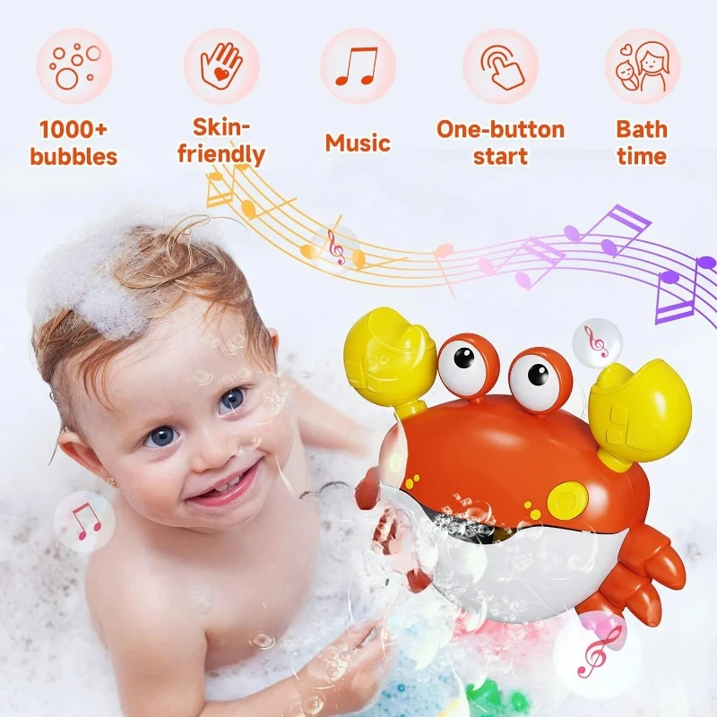 Bubble Machine Crab Frog Music Children's  Bathtub Soap Automatic  Baby Shower Toy 2