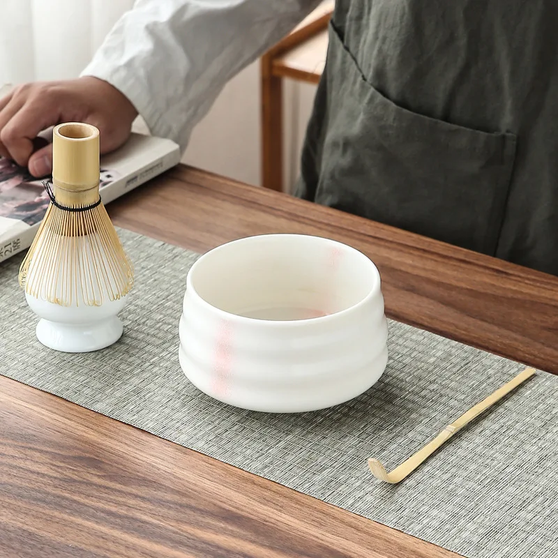 4pcs/set traditional matcha giftset bamboo matcha whisk scoop ceremic Matcha Bowl Whisk Holder japanese tea sets