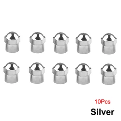 Enhanced Tire Valve Caps - Dust - Proof Plastic Covers with O - Ring Seal (Silver - 10Pcs)