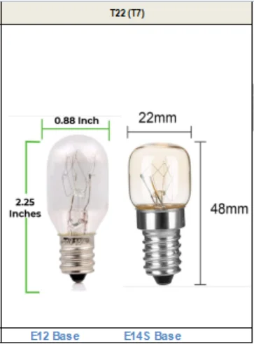 6 Pack Light Bulb T26 E12/E14/E17/E27/B22 25/15W 120V/230V Incandescent Small Edison for Microwave, Oven, Fridge, Salt Lamp