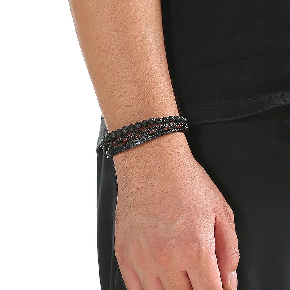 Leather Beaded Bracelet For Men