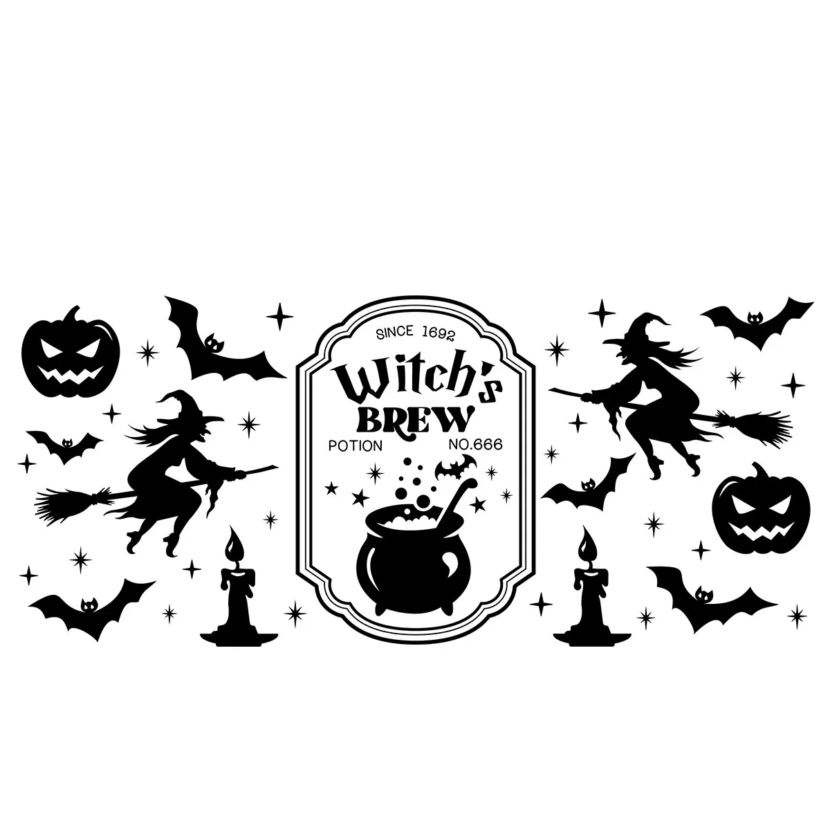 1pcs Halloween Witches Brew Witch UV DTF Transfer Sticker Libbey 16oz Glass Cups Mug Wraps Sticker Halloween Party Home Decor