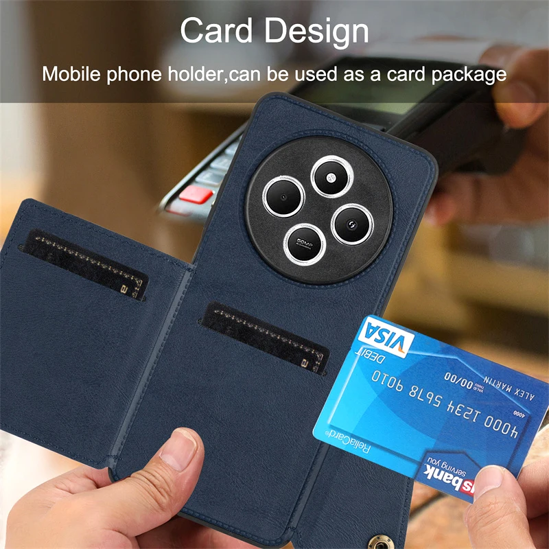PU Leather Wallet Card Holder Case with Car Magnetic Back Cover - Universal Smartphone Cover