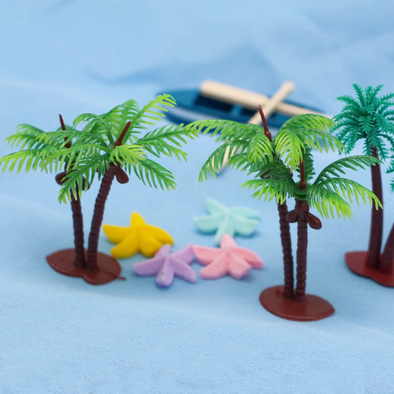 5PCS Mini Plastic Coconut Palm Trees Miniature Plant Pots Bonsai Craft Aquarium Micro Landscape Decorat Sand Table Scenery Model