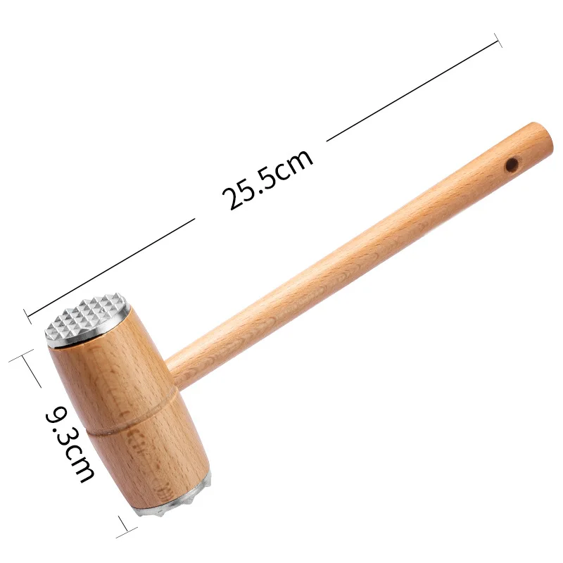 Double Sided Metal Meat Hammer with Wooden Handle Tender Meat Nuts Cucumber Multifunctional Cooking Pickled Hammer Kitchen Tools